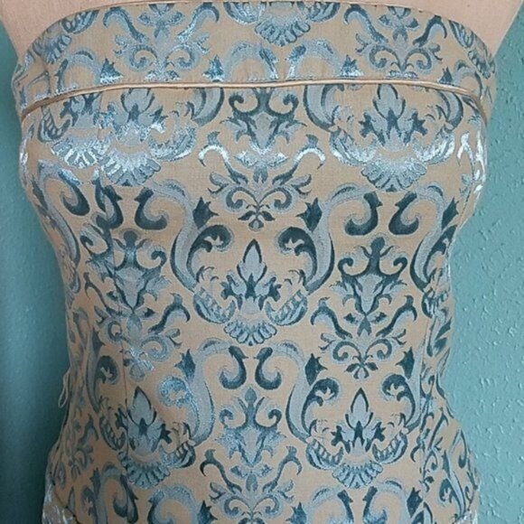 Dress Strapless Metallic Teal Tan Teeze Me Juniors WOMEN'S WOMAN'S Size 7 - Picture 6 of 9